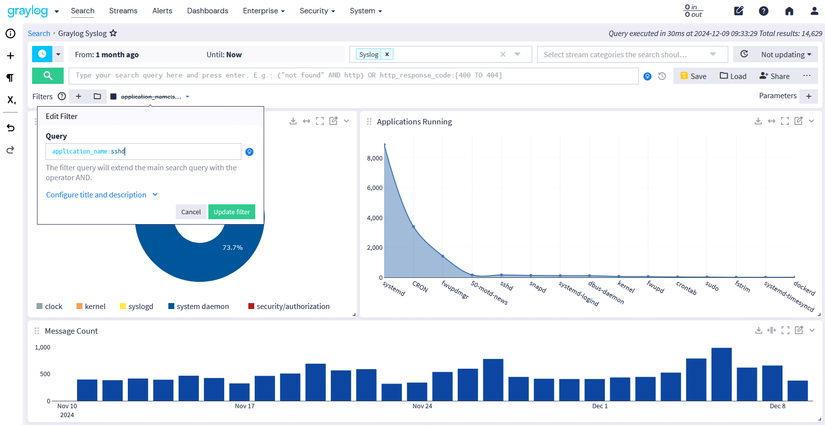 Graylog Search Filters lightmode