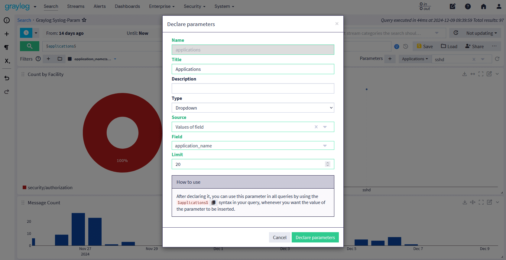 Graylog Search Parameters Lightmode
