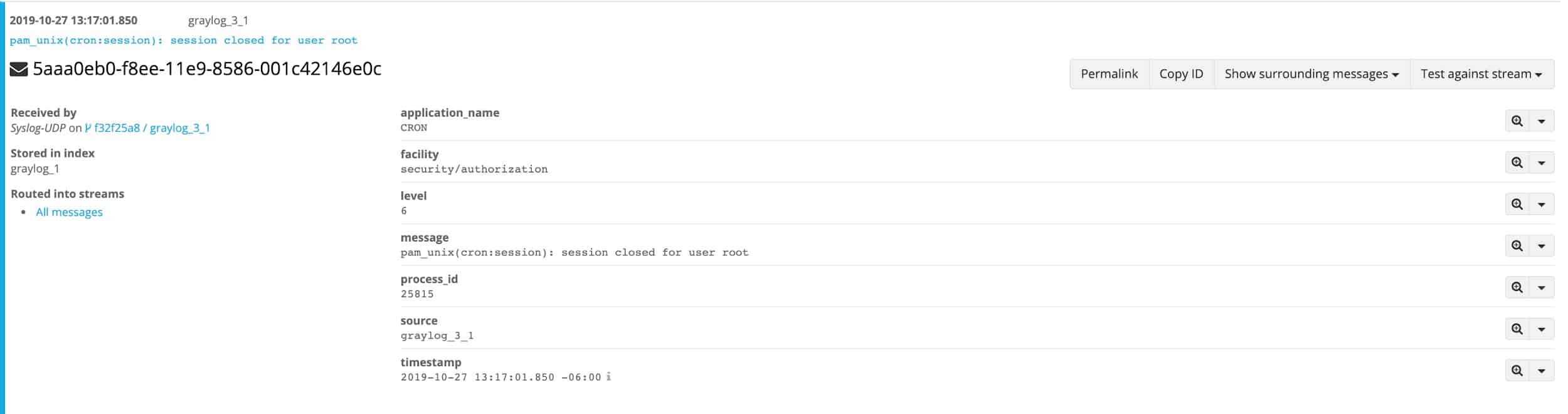 Graylog Syslog data example