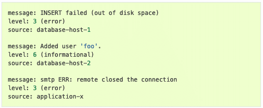 Log event failure message