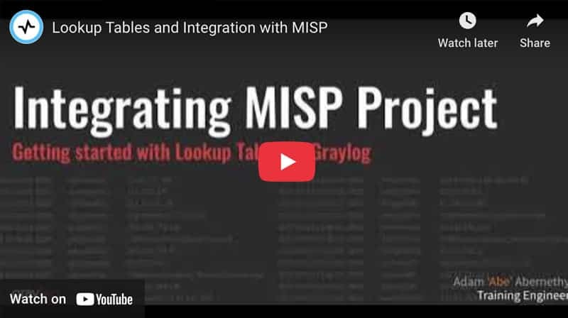 Lookup Tables and Integration with MISP