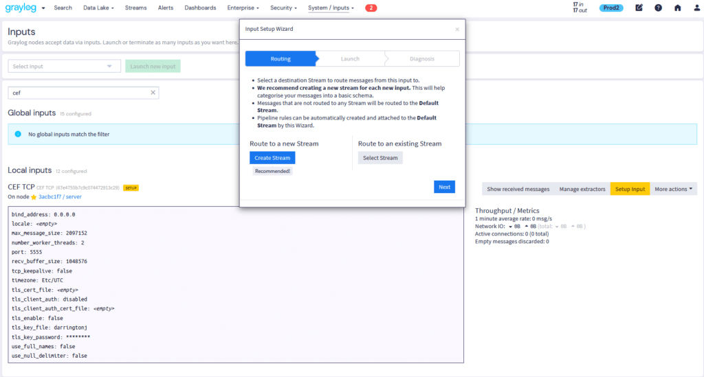 Graylog Content Input Wizard